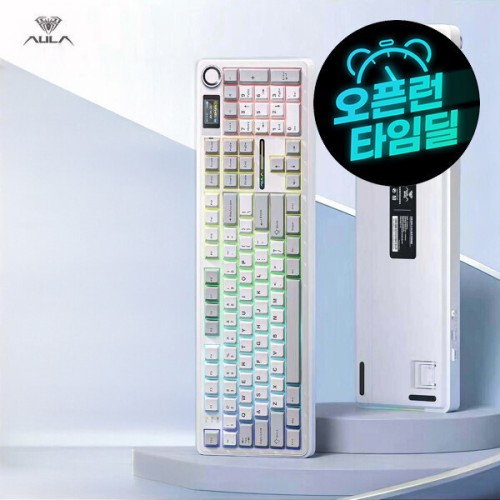 AULA 독거미 F108 pro 3모드 기계식 키보드 힛스왑 블루투스 8000mAh 저소음 솜사탕축 카라멜라떼 세이야축