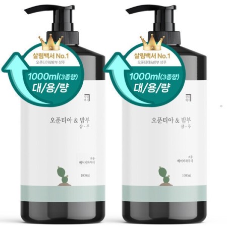1+1 살림백서 약산성 두피 샴푸 1L 베이비파우더향 정수리냄새 향기좋은 사춘기 청소년